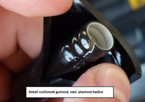 detail origo hadice po vypreparování rychlospojek